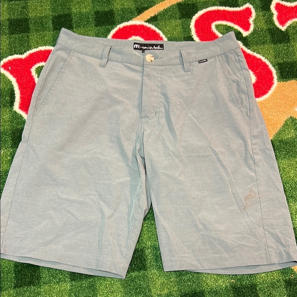 Travis Mathew Shorts M 30 Green 10" Hybrid Golf Casual Preppy Performance Logo
